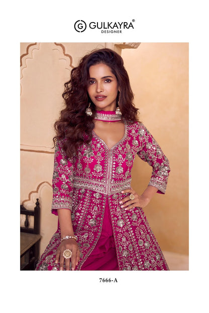 Seerat Gulkayra Designer Chinnon Readymade Plazzo Style Suits Exporter India