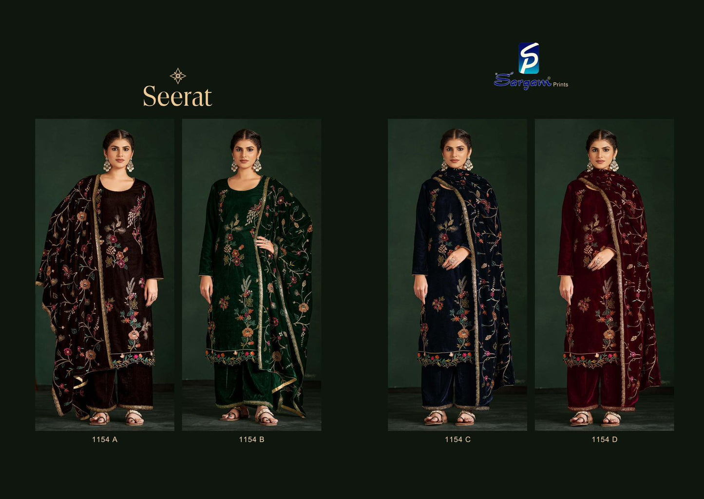 Seerat 1154 Sargam Prints Velvet Suits Exporter Ahmedabad