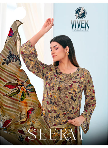 Seerat Vivek Pure Muslin Plazzo Style Suits Wholesale Rate