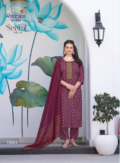 Seerat Vol 10 Radhika Lifestyle Rayon Capsule Readymade Pant Style Suits Manufacturer India