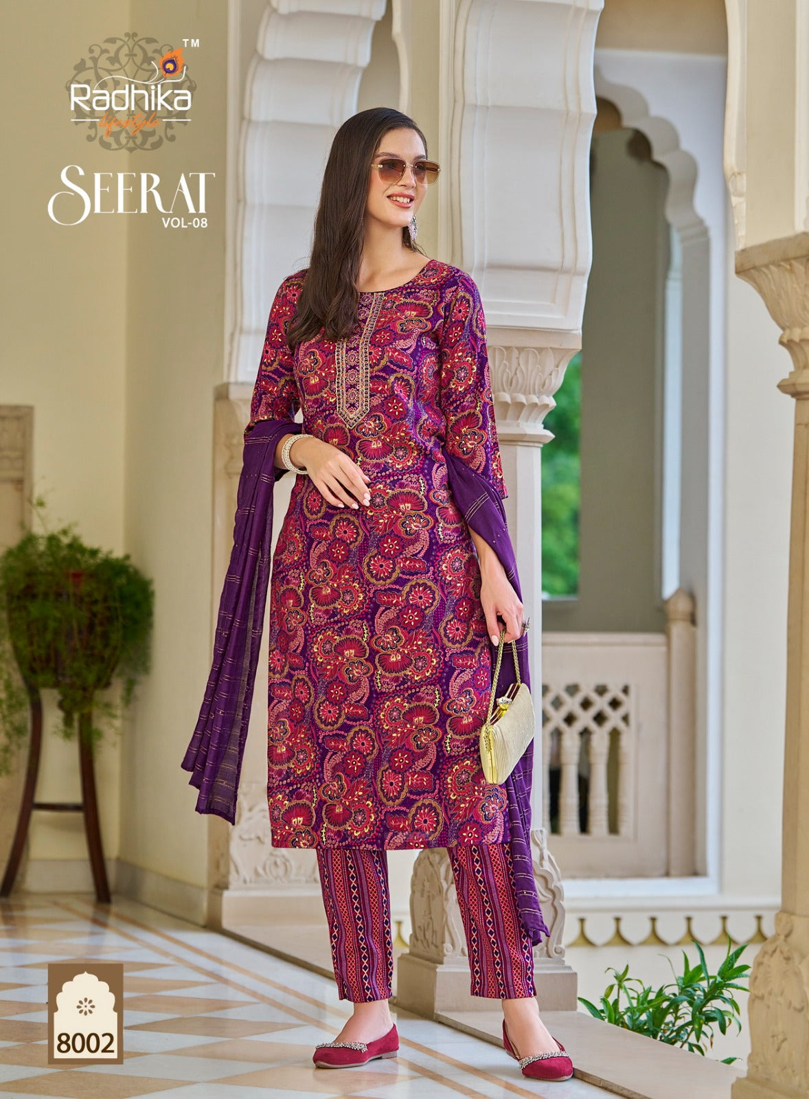 Seerat Vol 8 Radhika Lifestyle Rayon Capsule Readymade Pant Style Suits Manufacturer Gujarat