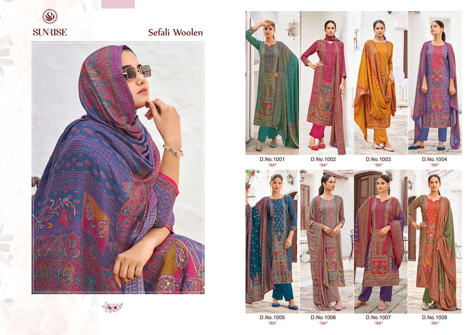 Sefali Woolen Sunrise Viscose Pashmina Suits Manufacturer Gujarat