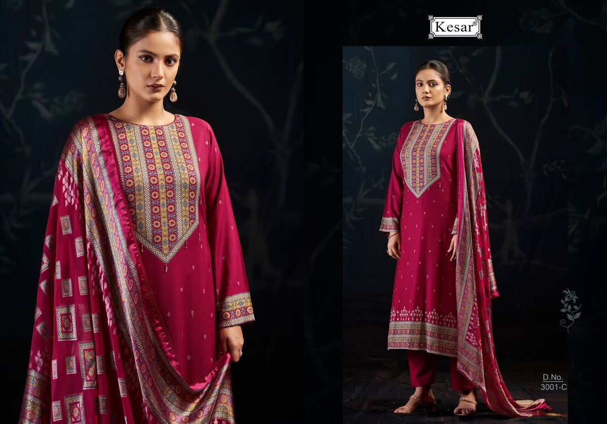 Sehej 3001 Kesar Viscose Pashmina Suits Manufacturer