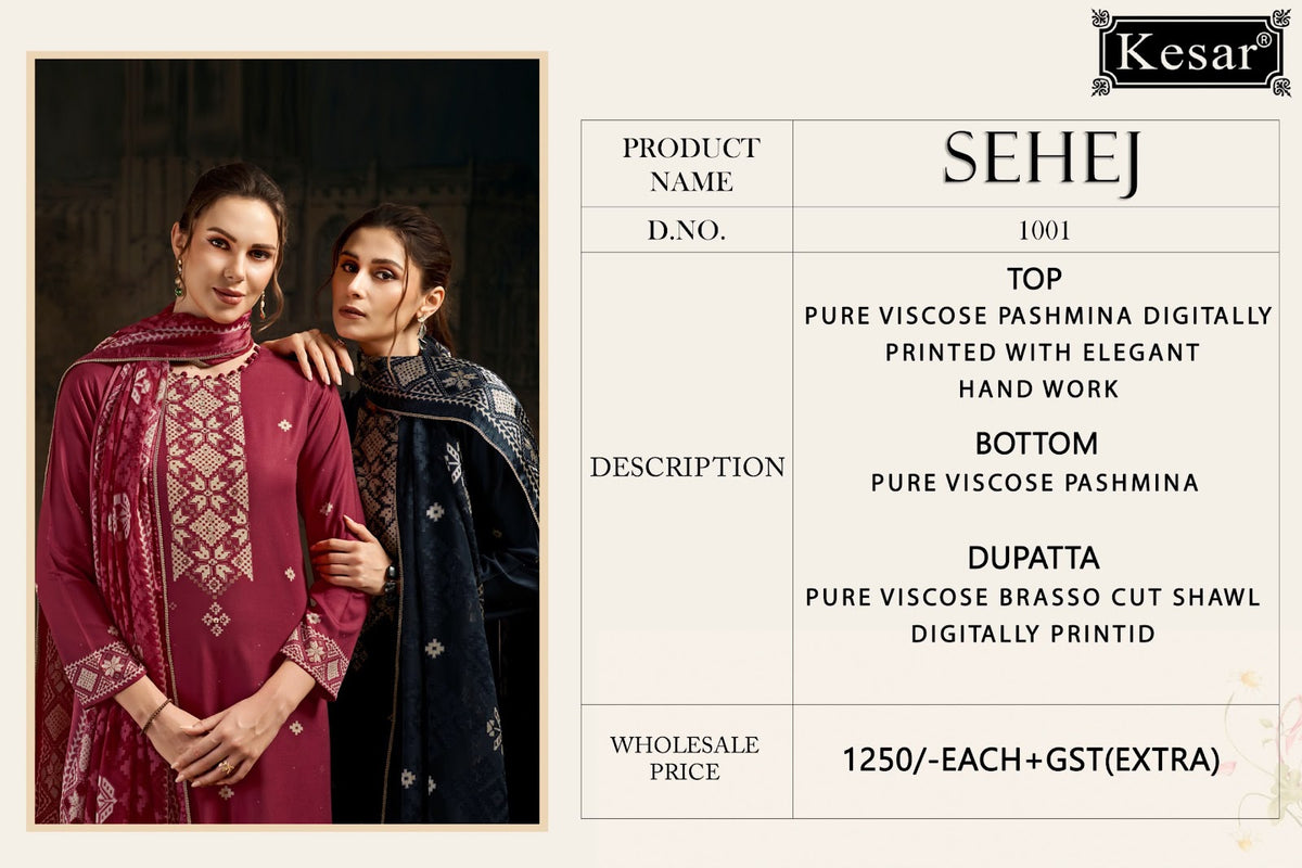 Sehej Kesar Viscose Pashmina Suits Exporter India