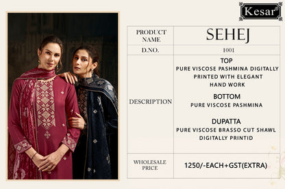 Sehej Kesar Viscose Pashmina Suits Exporter India