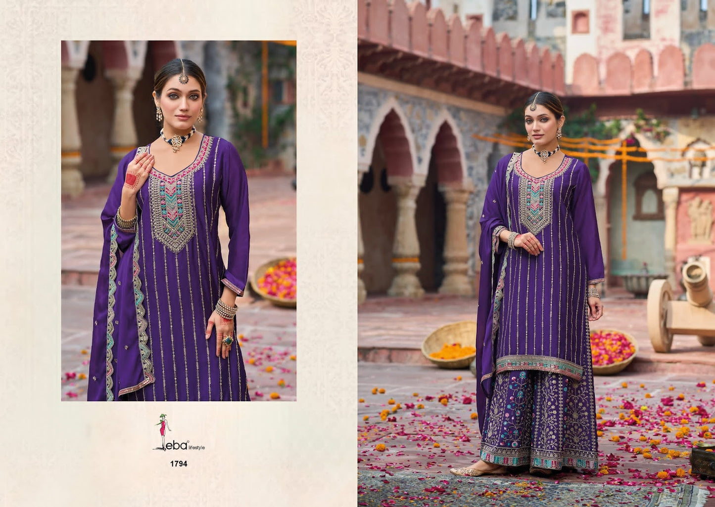 Sehenaaz Eba Lifestyle Chinon Readymade Suits Supplier India