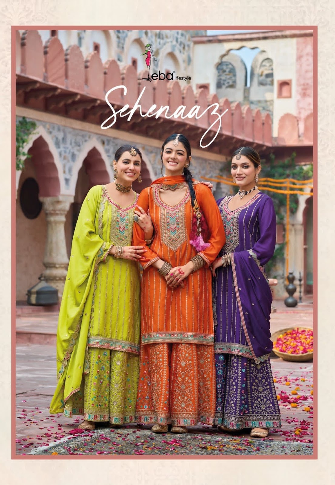 Sehenaaz Eba Lifestyle Chinon Readymade Suits Supplier India
