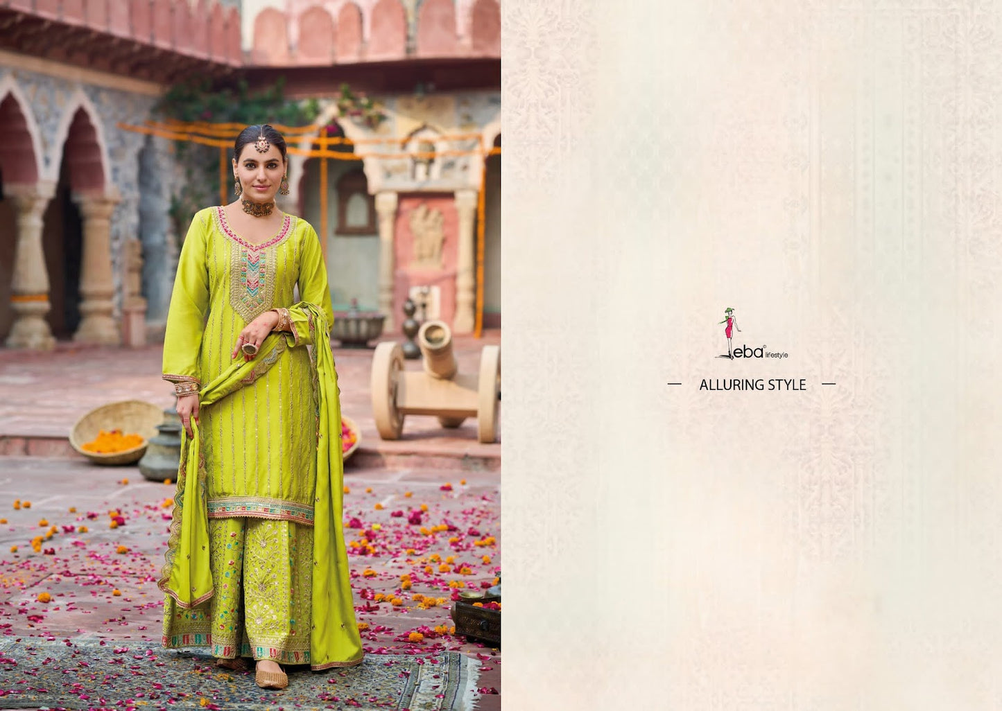 Sehenaaz Eba Lifestyle Chinon Readymade Suits Supplier India