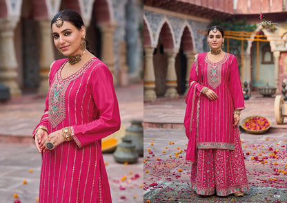 Sehenaaz Eba Lifestyle Chinon Readymade Suits Supplier India