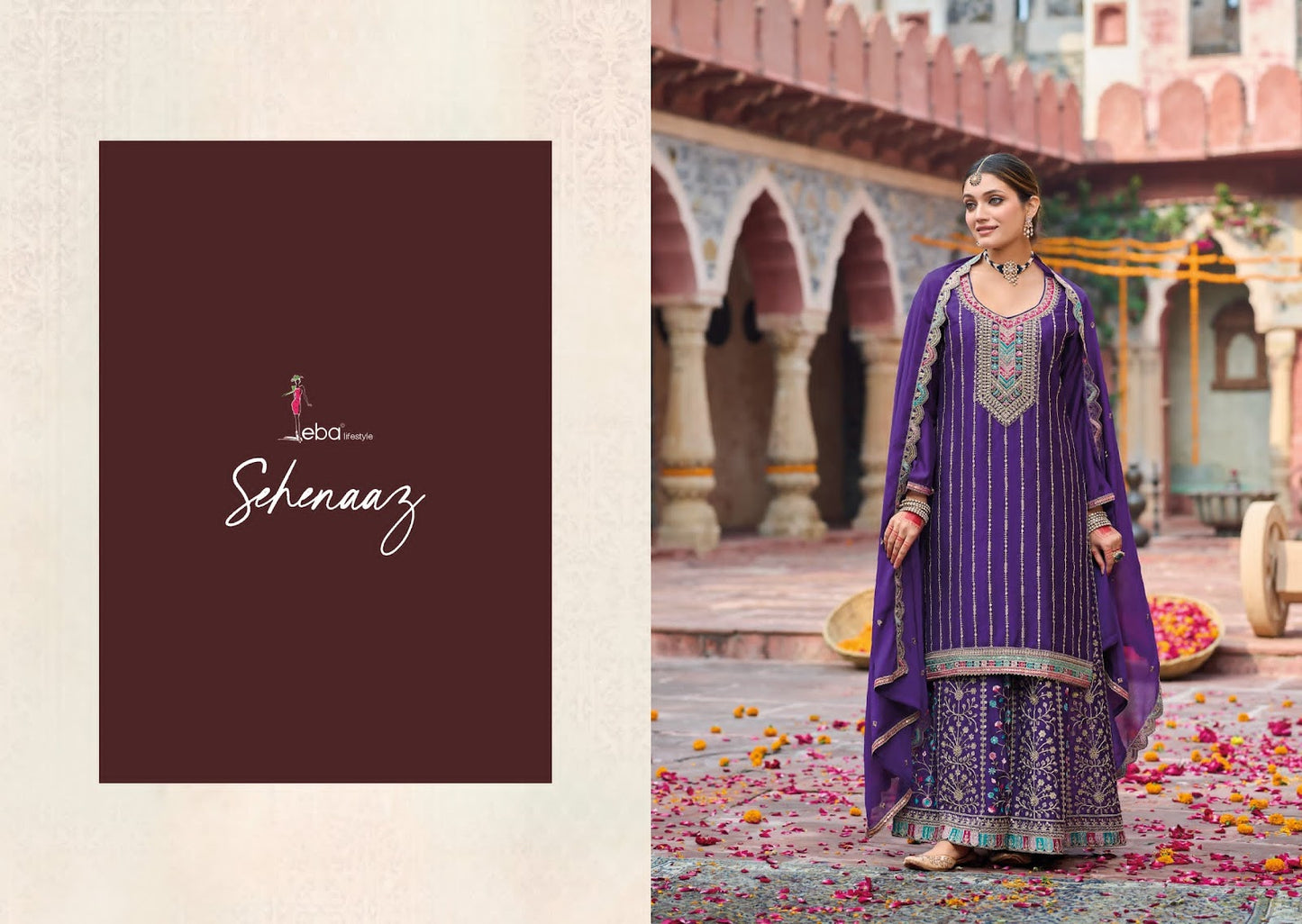 Sehenaaz Eba Lifestyle Chinon Readymade Suits Supplier India