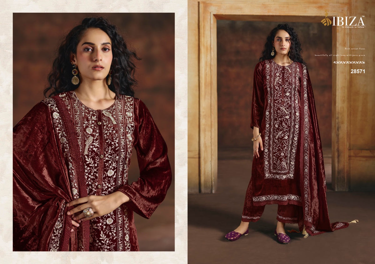 Seher Ibiza Viscose Velvet Suits Exporter Gujarat