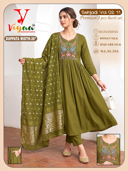 Sehjadi Vol 2 Viyaa Roman Silk Readymade Anarkali Suits Wholesaler Ahmedabad