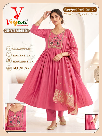 Sehjadi Vol 2 Viyaa Roman Silk Readymade Anarkali Suits Wholesaler Ahmedabad