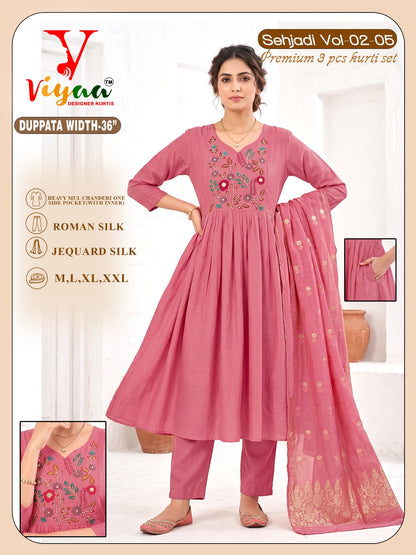 Sehjadi Vol 2 Viyaa Roman Silk Readymade Anarkali Suits Wholesaler Ahmedabad