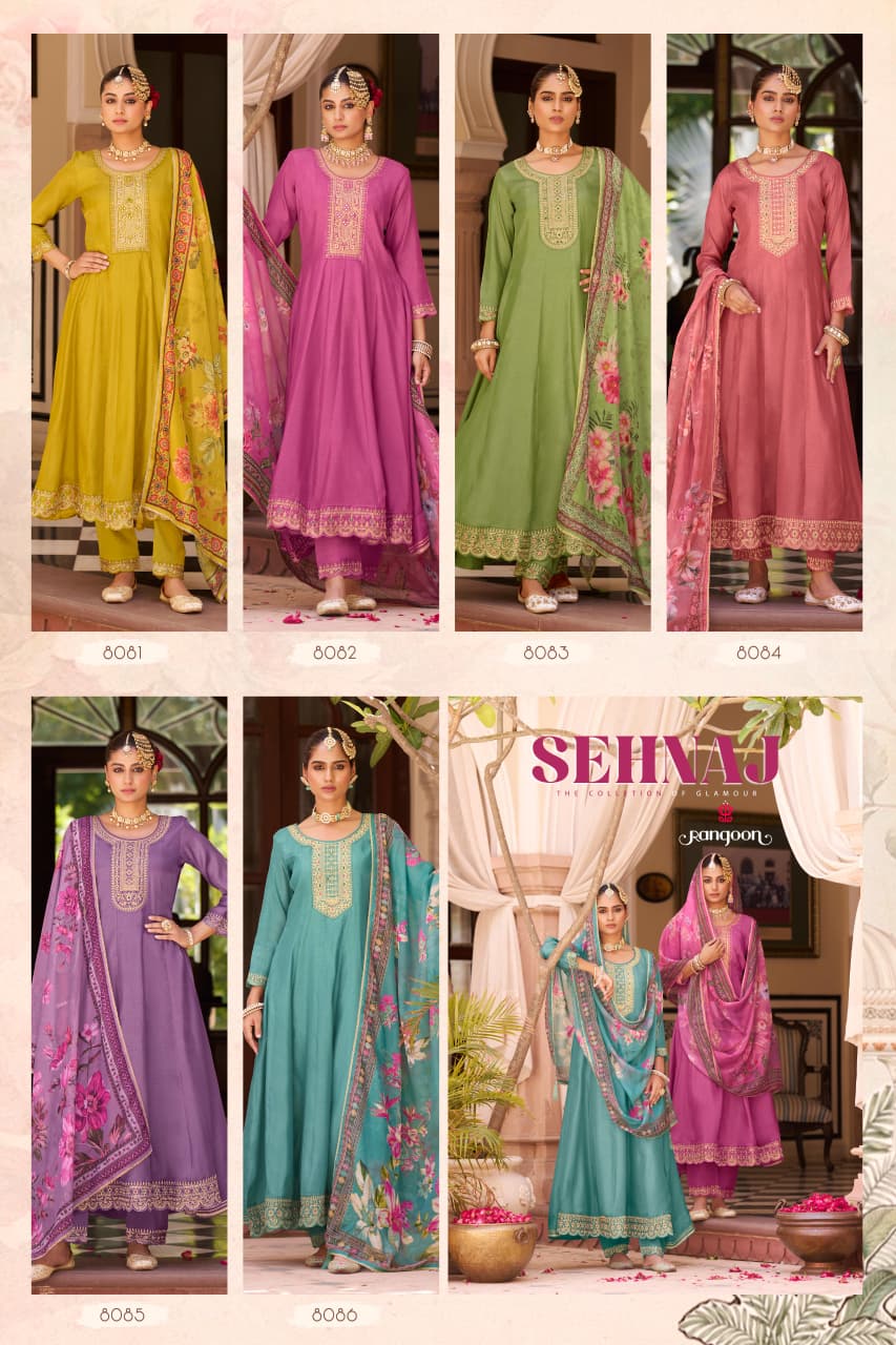 Sehnaj Rangoon Silk Readymade Anarkali Suits Wholesale Price