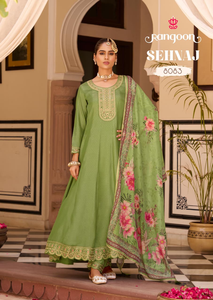 Sehnaj Rangoon Silk Readymade Anarkali Suits Wholesale Price