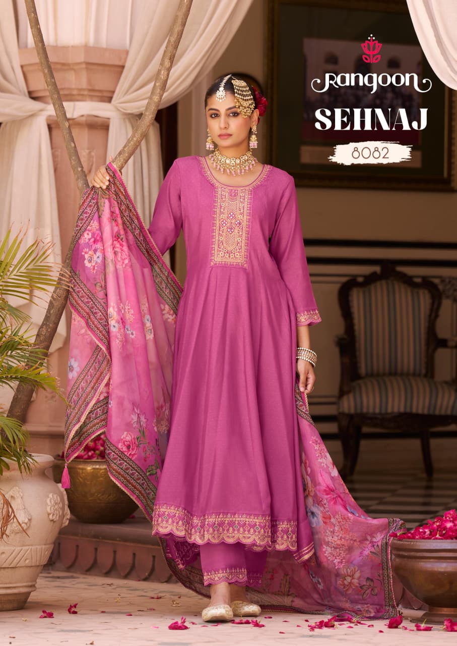 Sehnaj Rangoon Silk Readymade Anarkali Suits Wholesale Price