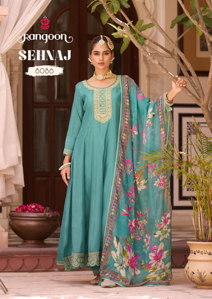 Sehnaj Rangoon Silk Readymade Anarkali Suits Wholesale Price