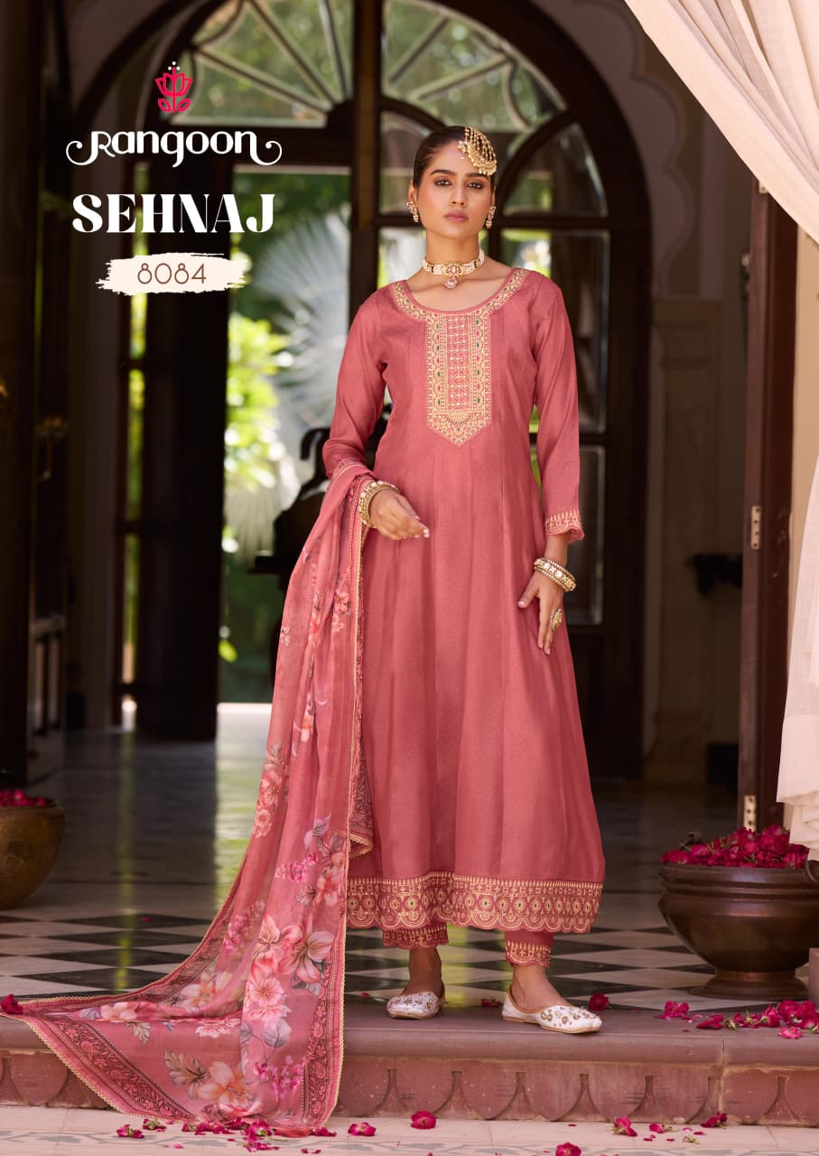 Sehnaj Rangoon Silk Readymade Anarkali Suits Wholesale Price
