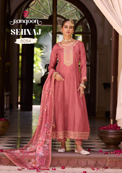 Sehnaj Rangoon Silk Readymade Anarkali Suits Wholesale Price