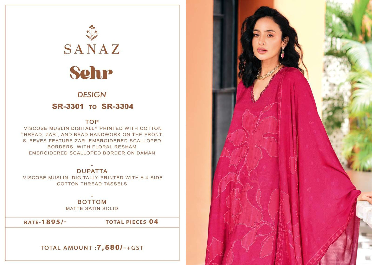 Sehr Sanaz Viscose Muslin Pant Style Suits Manufacturer