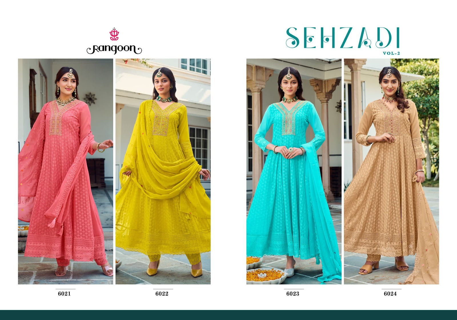 Sehzadi Vol 2 Rangoon Georgette Readymade Anarkali Suits Manufacturer Gujarat