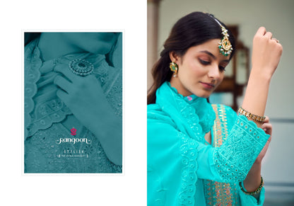 सहजादी वॉल्यूम 2 ​​रंगून जॉर्जेट रेडीमेड अनारकली सूट निर्माता गुजरात