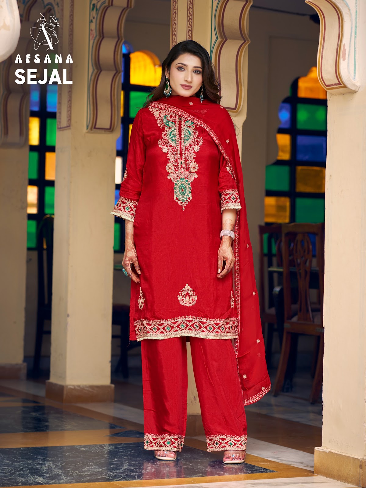 Sejal Afsana Russian Readymade Pant Style Suits Exporter Gujarat
