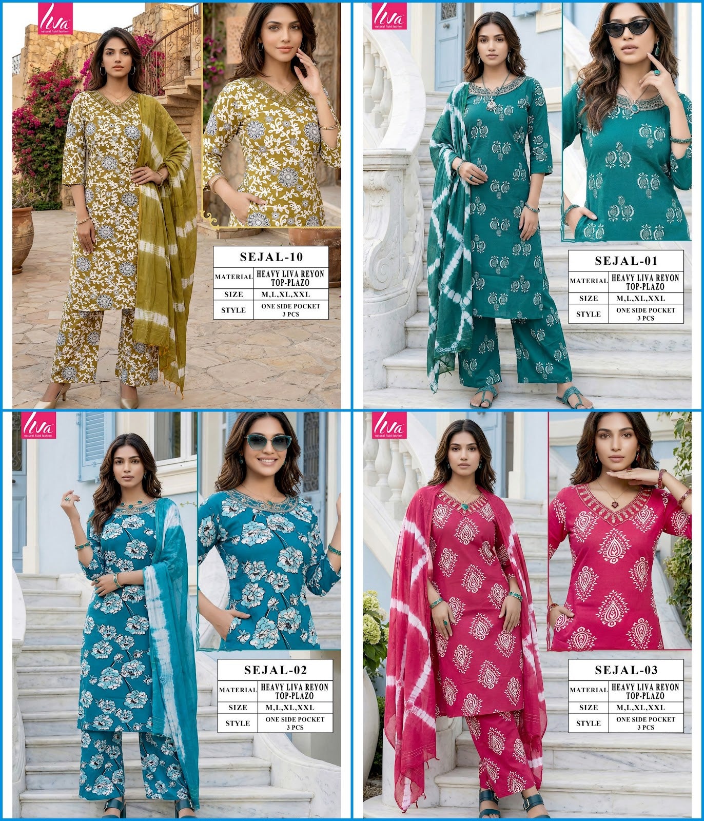 Sejal Viyaa Liva Reyon Readymade Plazzo Style Suits Wholesale Price