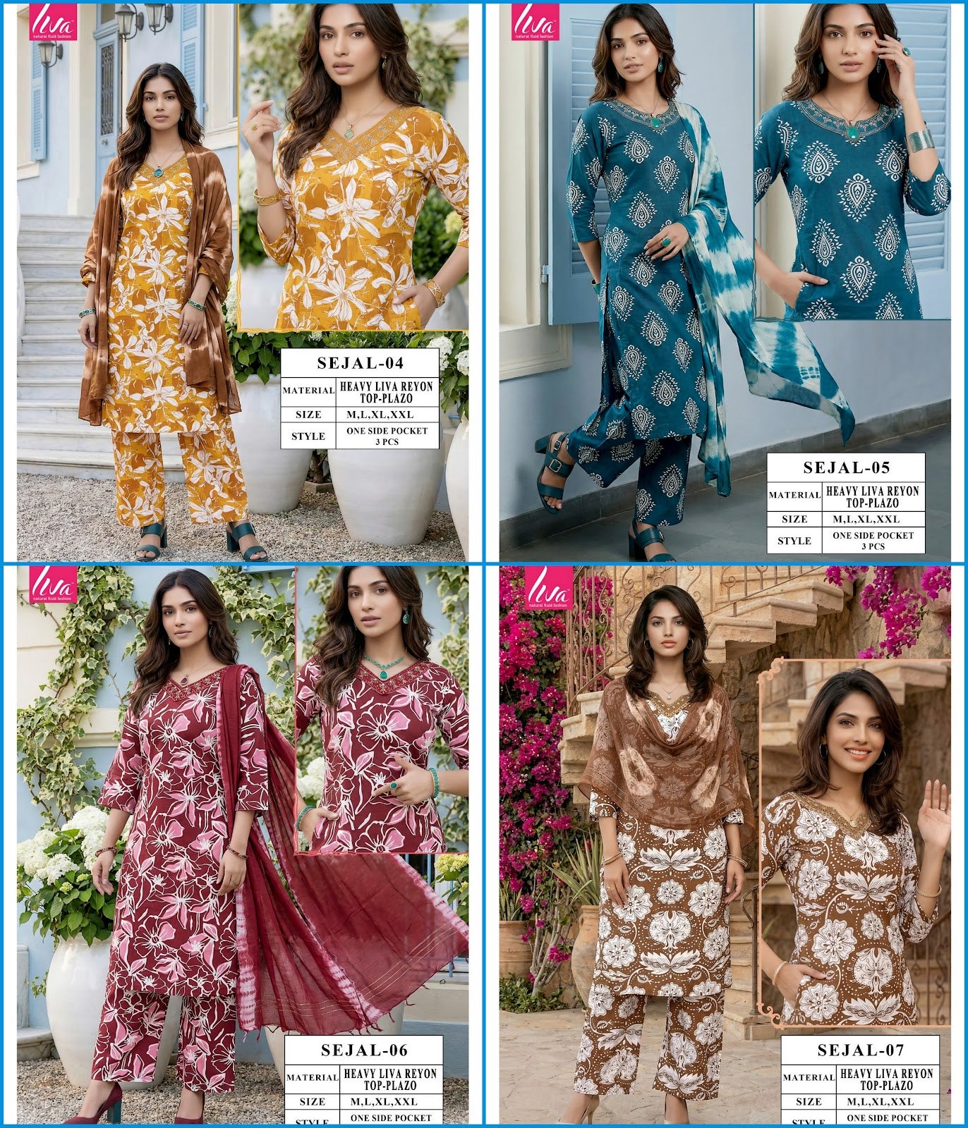 Sejal Viyaa Liva Reyon Readymade Plazzo Style Suits Wholesale Price