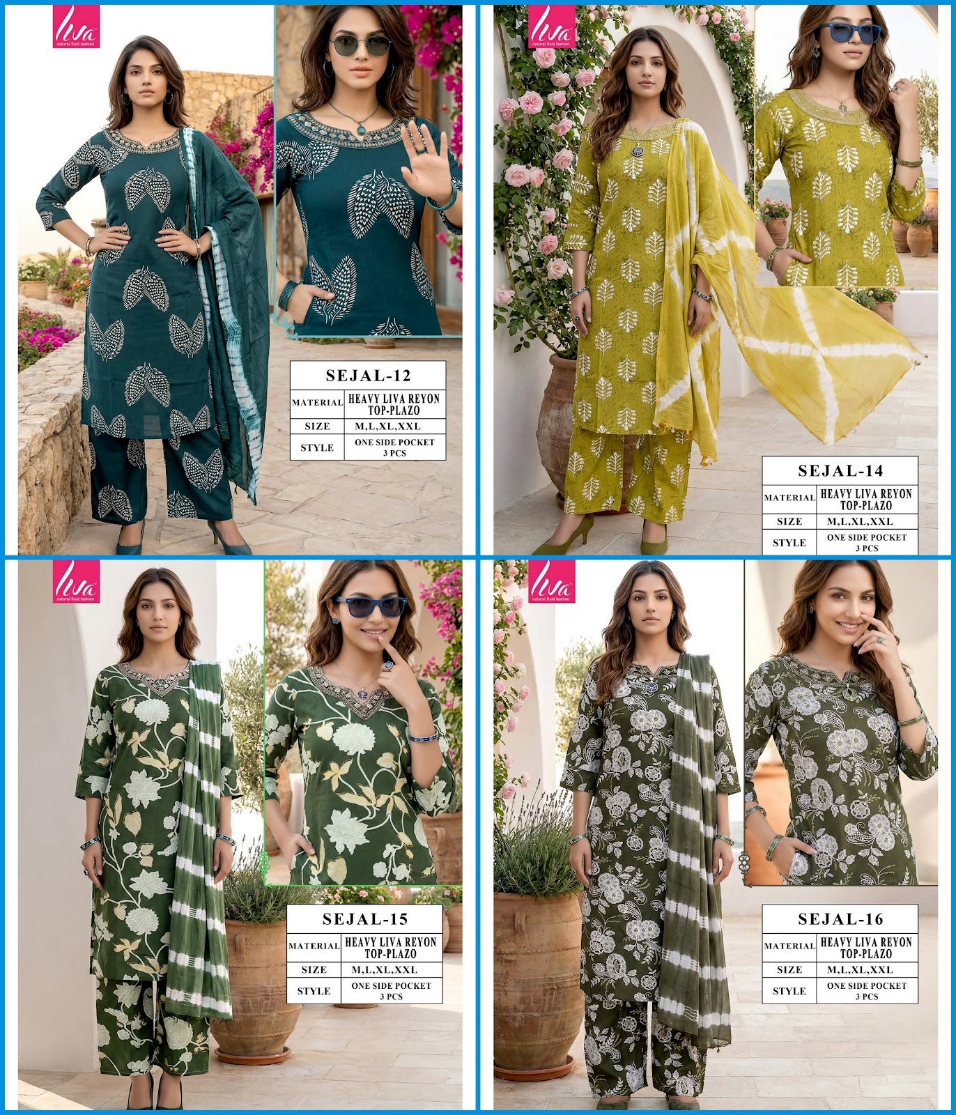 Sejal Viyaa Liva Reyon Readymade Plazzo Style Suits Wholesale Price