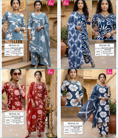 Sejal Viyaa Liva Reyon Readymade Plazzo Style Suits Wholesale Price