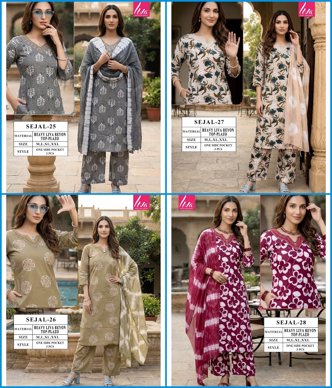 Sejal Viyaa Liva Reyon Readymade Plazzo Style Suits Wholesale Price