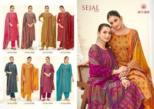 Sejal Vol 3 Sunrise Viscose Simmer Pashmina Suits Exporter Ahmedabad