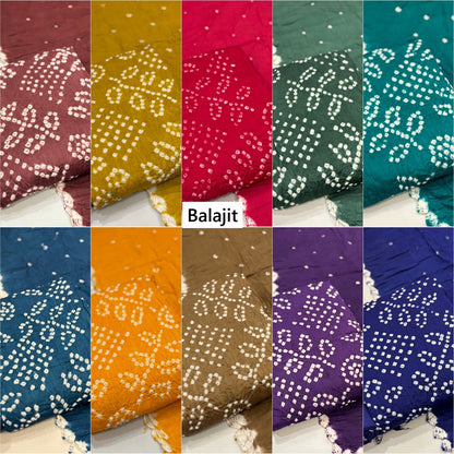 Self Bandhej 3010 Balajit Cotton Satin Salwar Suits Supplier India