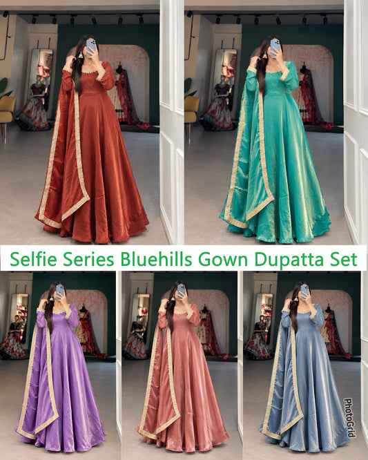 Selfie Series Bluehills Crush Gown Dupatta Set Wholesaler India