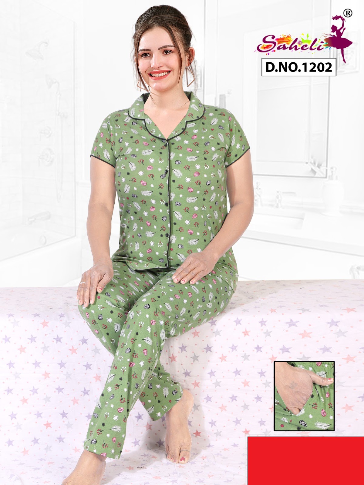 Selvi 1202 Saheli Cotton Collar Night Suits Wholesale Price