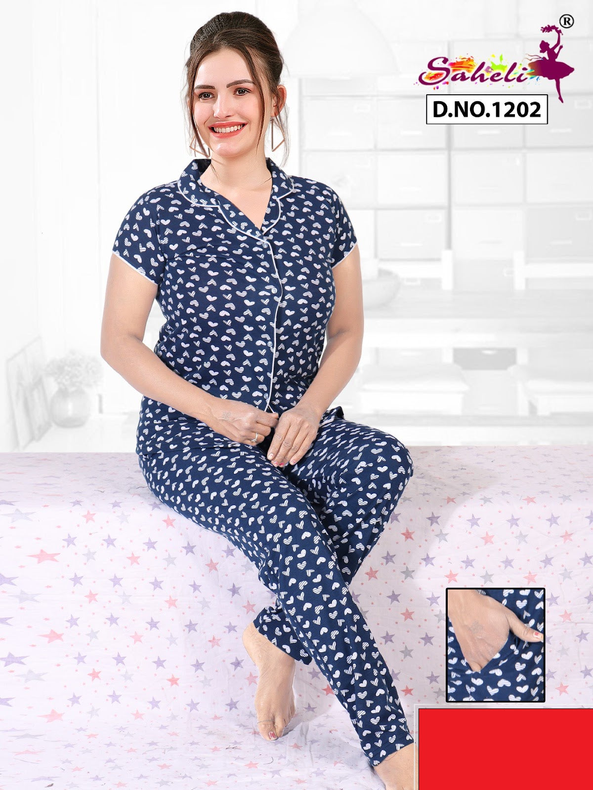 Selvi 1202 Saheli Cotton Collar Night Suits Wholesale Price