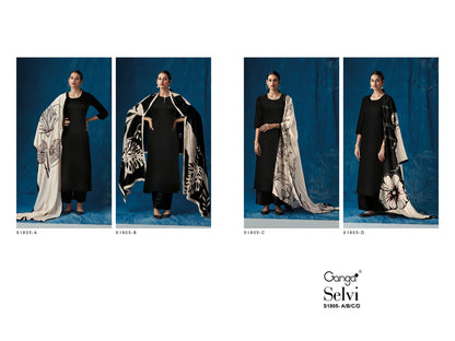 Selvi 1805 Ganga Cotton Satin Pant Style Suits Wholesale Price