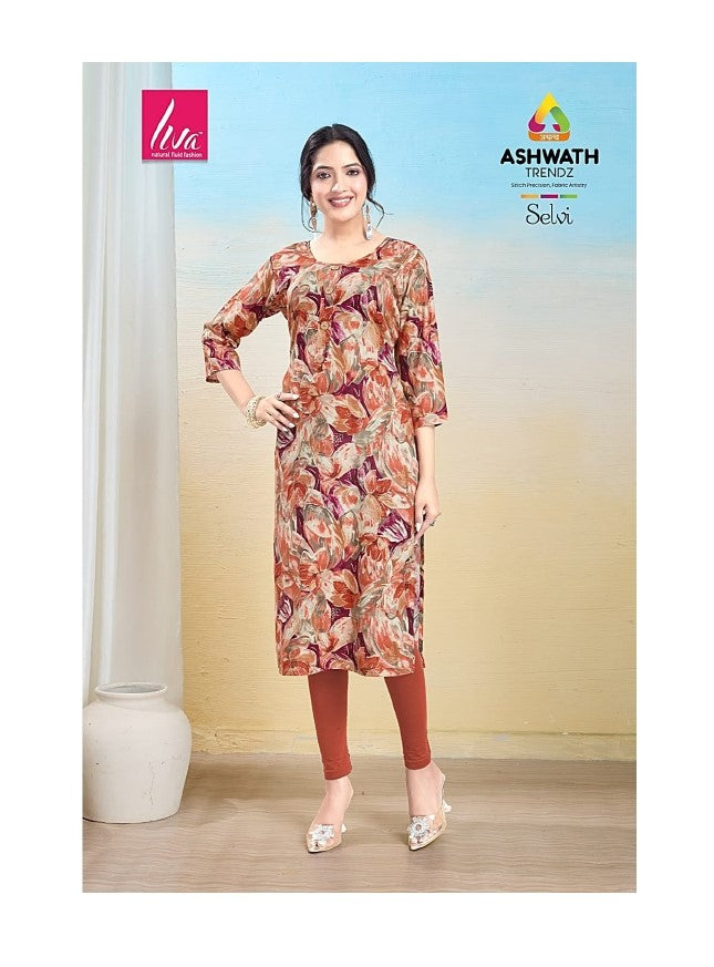 Selvi Ashwath Rayon Straight Cut Kurtis Wholesaler Gujarat