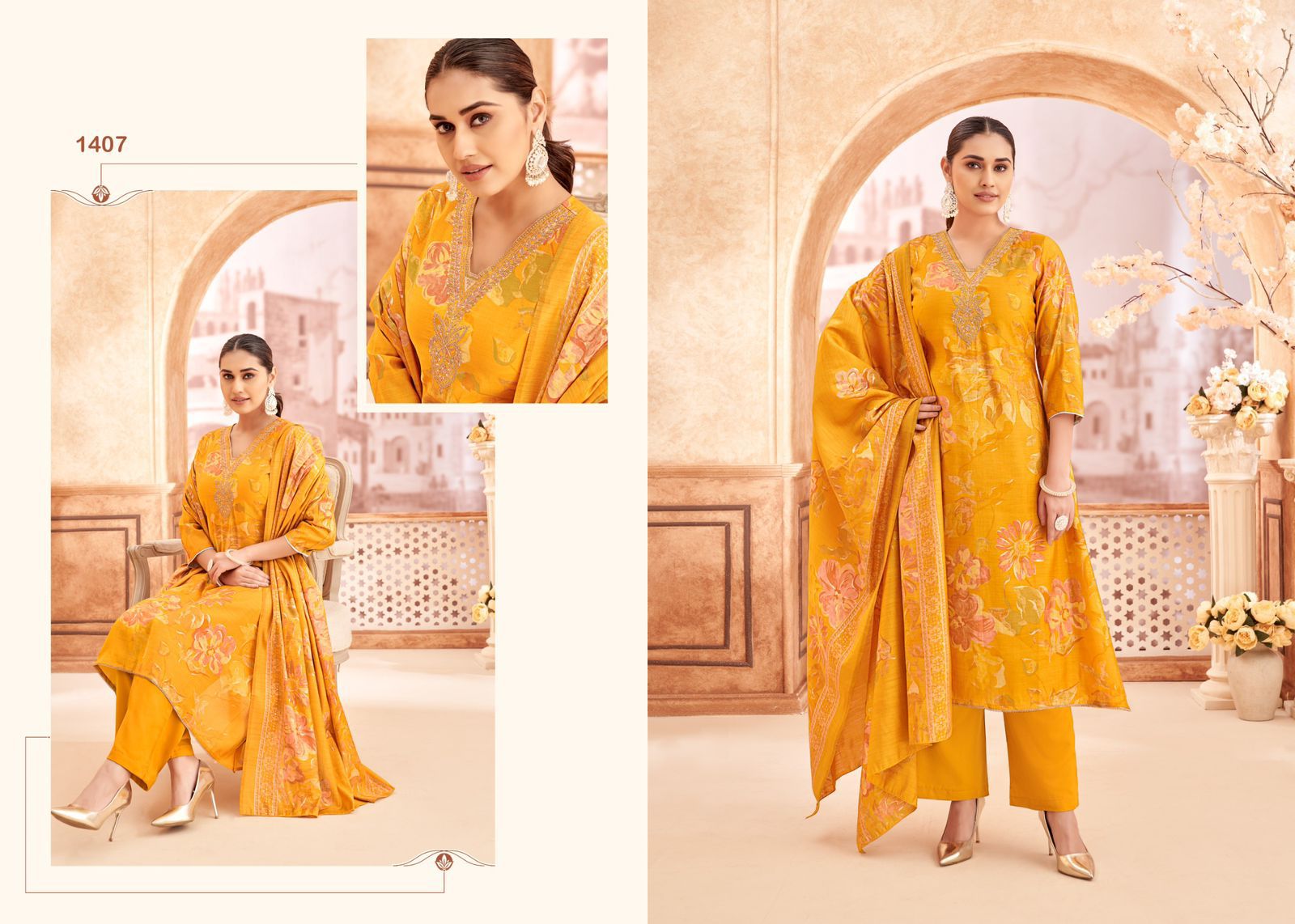 Selvina Silk Vol 14 Salvi Fashion Modal Silk Plazzo Style Suits Exporter