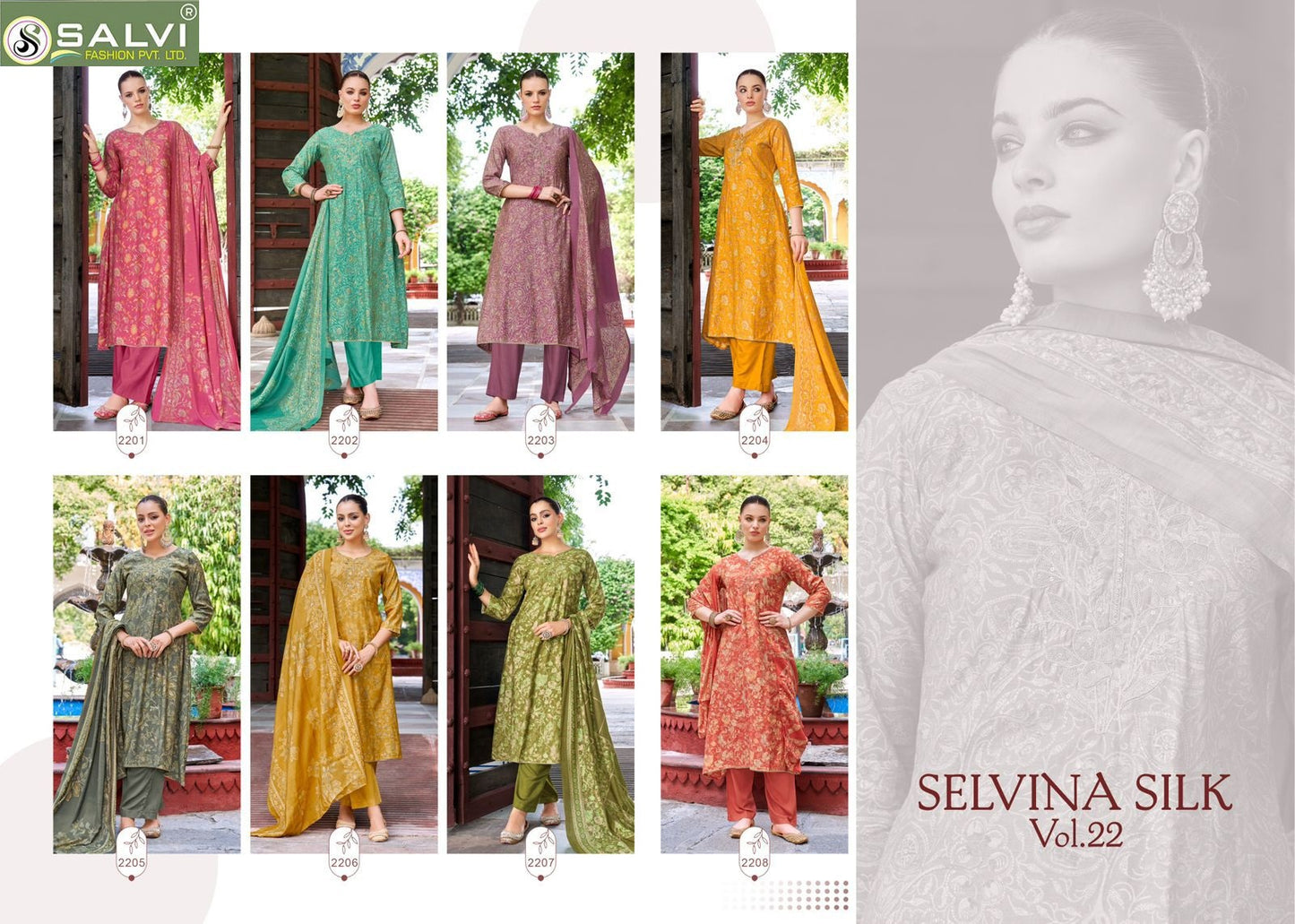 Selvina Silk Vol 22 Salvi Fashion Modal Silk Pant Style Suits Exporter Ahmedabad