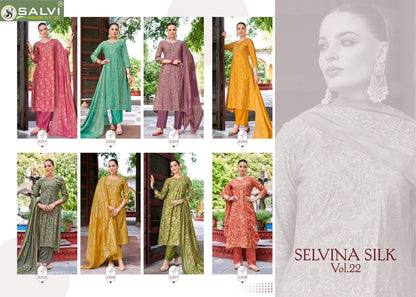 Selvina Silk Vol 22 Salvi Fashion Modal Silk Pant Style Suits Exporter Ahmedabad