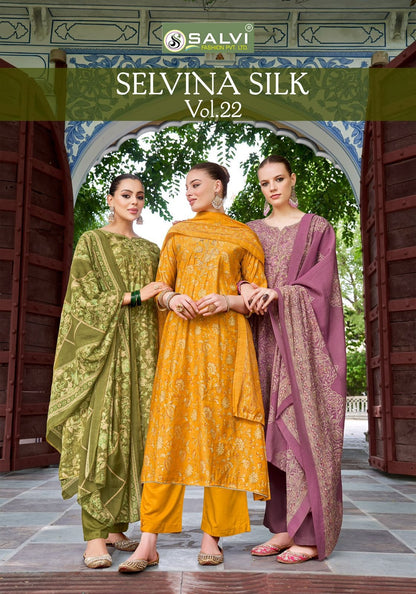 Selvina Silk Vol 22 Salvi Fashion Modal Silk Pant Style Suits Exporter Ahmedabad