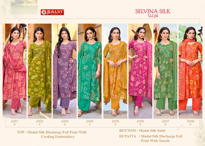 Selvina Silk Vol 24 Salvi Fashion Modal Silk Pant Style Suits Wholesale Price