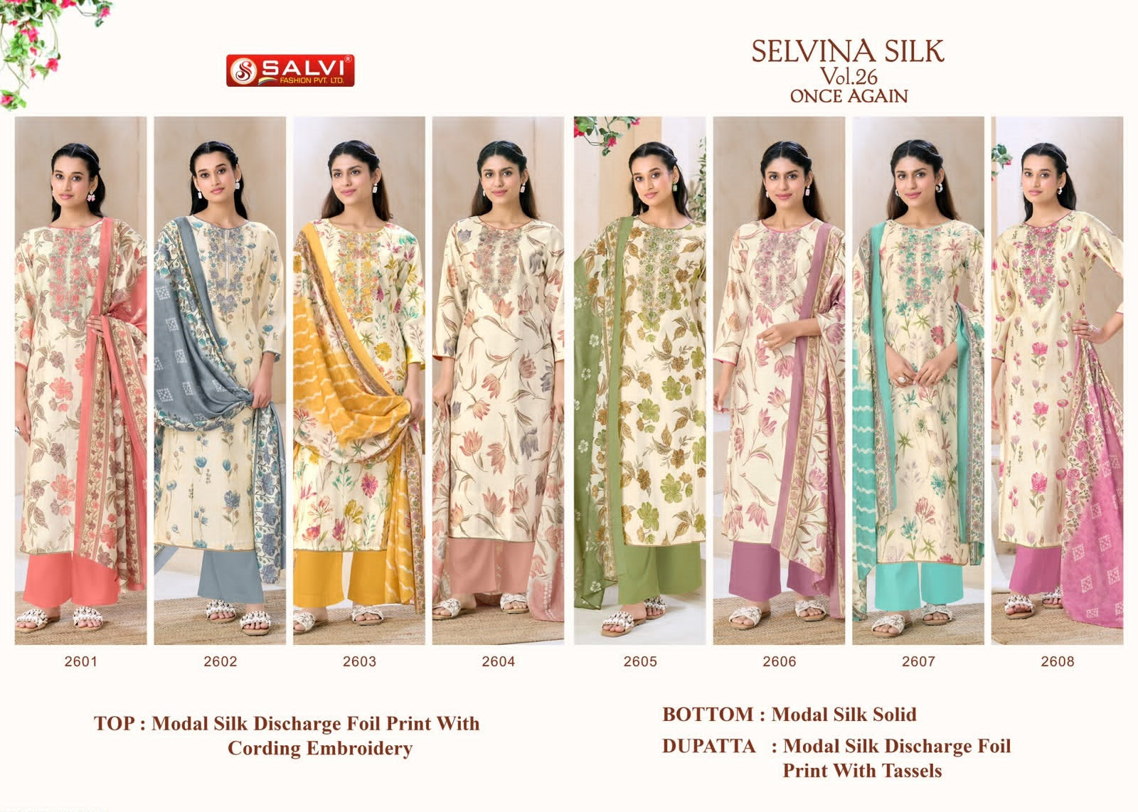 Selvina Silk Vol 26 Once Again Salvi Fashion Modal Silk Pant Style Suits Wholesale Rate
