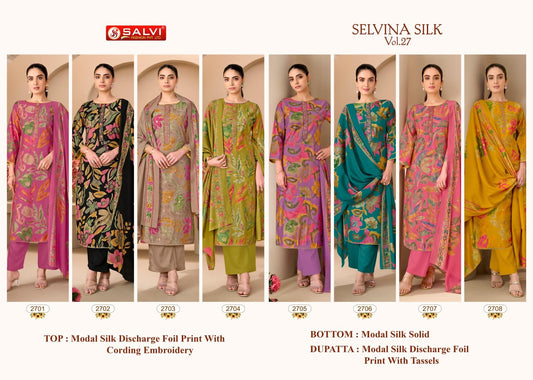 Selvina Silk Vol 27 Salvi Fashion Modal Silk Pant Style Suits Wholesale