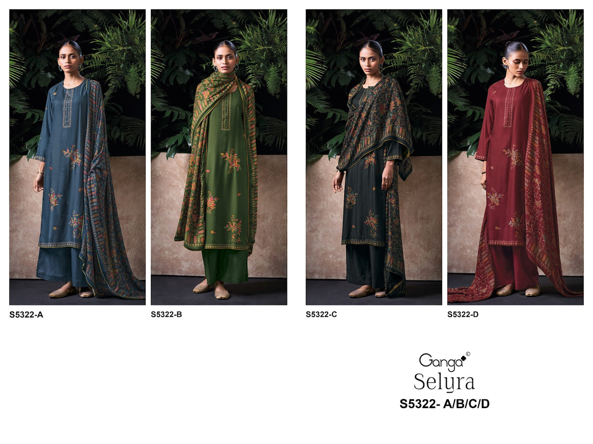 Selyra S5322 Ganga Wool Pashmina Suits Wholesale Rate