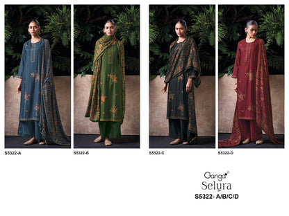 Selyra S5322 Ganga Wool Pashmina Suits Wholesale Rate