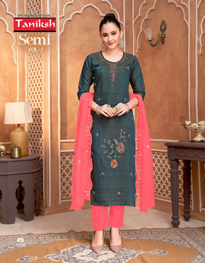 Semi Vol 1 Taniksh Vertican Readymade Pant Style Suits Wholesaler Ahmedabad